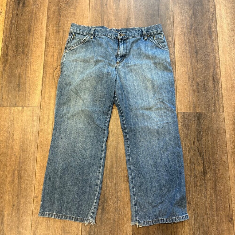 Old Navy Loose Painter Jeans 38x28 Mens‎ Distressed Raw Hem Relaxed Fit Grunge